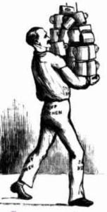 Assistant carrying soup mugs